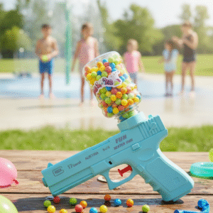 Pistola de agua + caramelos